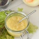 A jar of salad dressing.