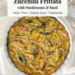 A frittata with text overlay.